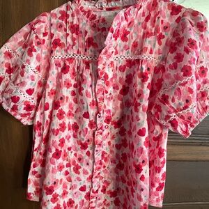 Umgee Pink and Red Floral Blouse